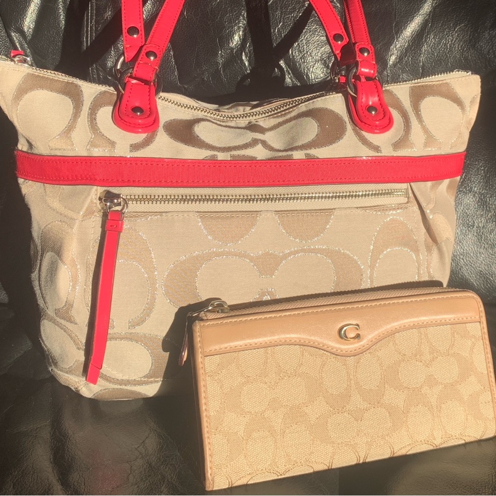 Pink Coach Bag and wallet combo